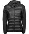 T9629 9629 Tee Jays Ladies Crossover Hooded Jacket Black/Black colour image